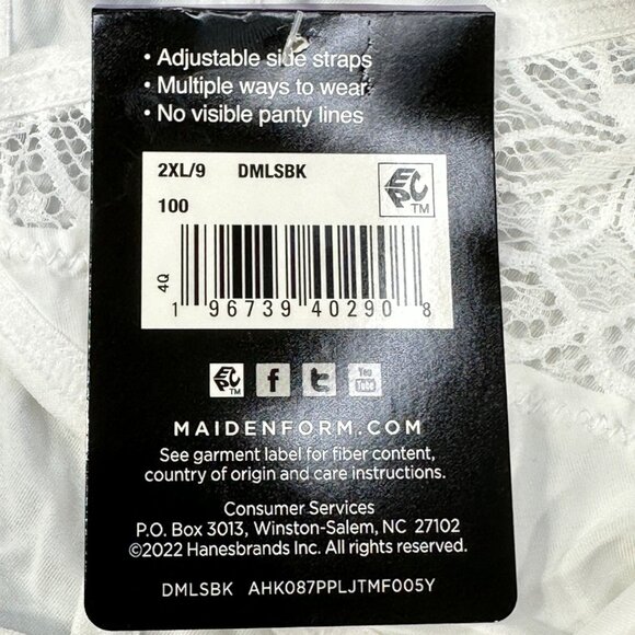 Maidenform Womens Size 2XL/9 Panty Bikini Adjustable String Bikini White New - Picture 4 of 8